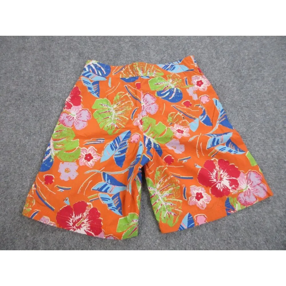 VINTAGE Polo Sport Swim Trunks Mens 32 Orange Floral Outdoors Board Shorts 32x21